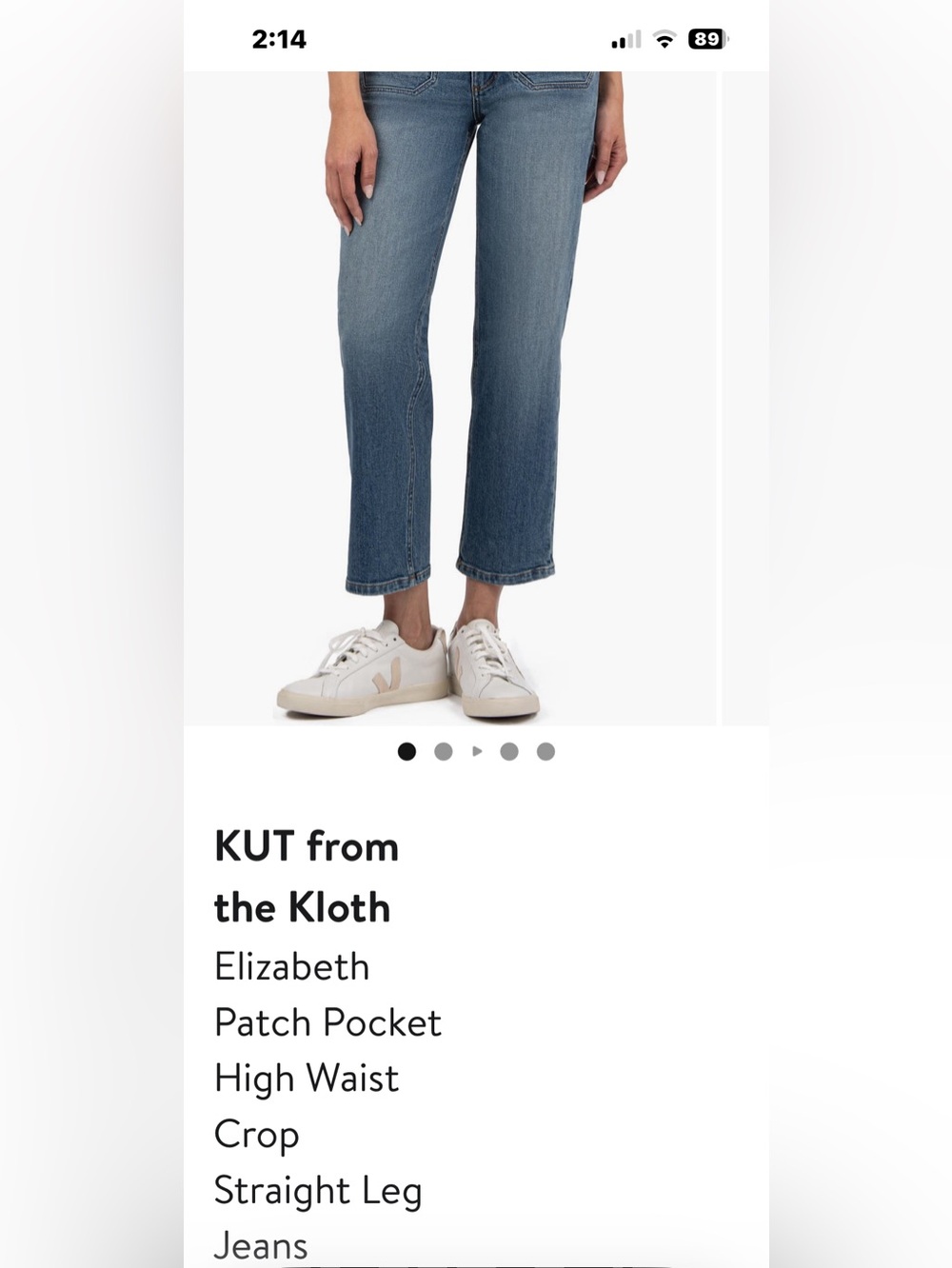 Kut from the Kloth, straight-leg, patch pocket, cropped jeans, size 14